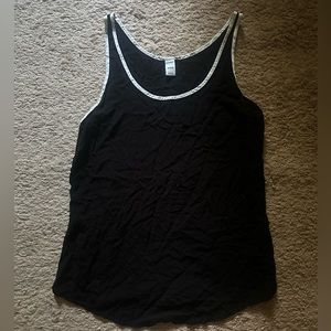 Old Navy black tank top with white border, size extra small